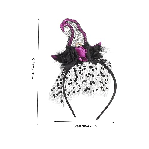 FRCOLOR Halloween Hexenhut Stirnband aus Spitze und Samt Leichtes Attraktives Haarschmuck Accessoire für Karneval Cosplay und Festliche Party Passend für Damen und Halloween Kostüm Hexe von FRCOLOR