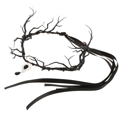 FRCOLOR Gothic Haarreif Mit Geweih Handgefertigter Schwarzer Kopfschmuck Für Halloween Cosplay Und Festivals Faltbar Elegantes Design Für Damenkostüme Und Besondere Anlässe von FRCOLOR