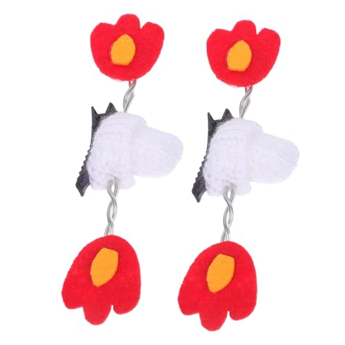 FRCOLOR Halloween Mini Gestrickte Mütze Haarklammern mit Teufelsflammen Design Snap Haar Seitliche Clips für Frauen Party Haaraccessoires für Halloween Cosplay von FRCOLOR