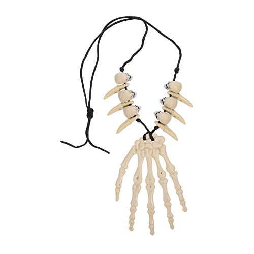 FRCOLOR Halloween Schädel Anhänger Halskette mit Handknochen Gruselige Kostüm Dekoration für Halloween Leichte und Sichere Kette Passt zu Make Up und Outfit von FRCOLOR