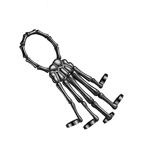 FRCOLOR Skelett Armband Aus Metall Mit Totenkopffinger Gothic Hand Kette Mit Ring Passend Für Cosplay Halloween Und Kostümpartys von FRCOLOR
