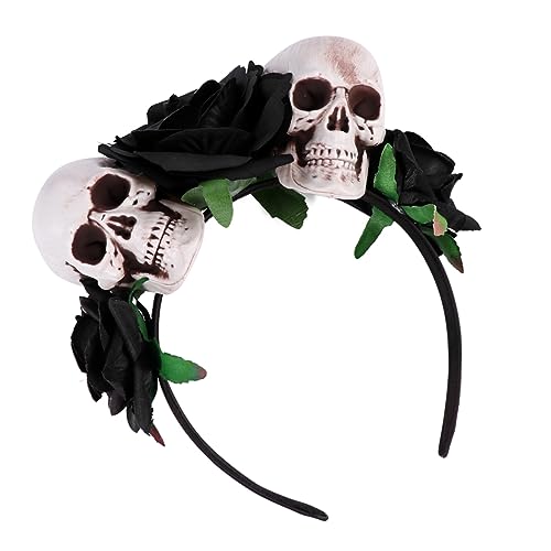 FRCOLOR Halloween Skull Headband Mit Künstlichen Rosen Cosplay Accessoire Für Partys Und Maskeraden Elastisches Haarband Für Damen Für Halloween-dekoration Und Kostüme von FRCOLOR