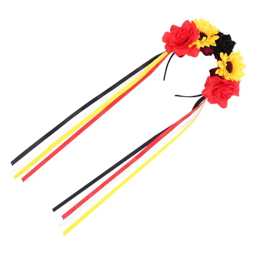 FRCOLOR Halloween-blumenstirnband Mit Band Halloween-rosenblumen-stirnband Braut-stirnband Und Schleier Rosa Stirnband Blumenstirnband Für Frauen Dekorationen Stolz-stifte Rosendekor Stoff von FRCOLOR