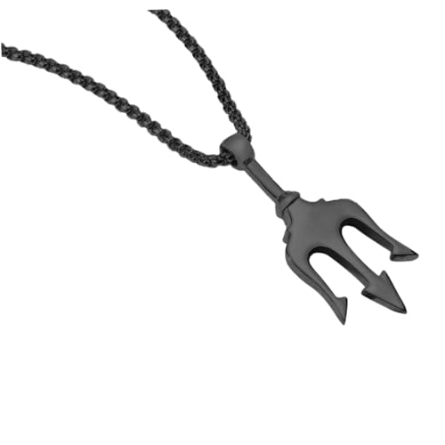 FRCOLOR Halskette mit Trident Anhänger Kette Schwarze Kreative Mode Halskette für Damen und Herren Verarbeitung Modischer Schmuck für Alltag und Besondere Anlässe von FRCOLOR
