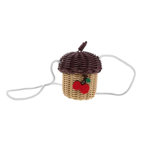 FRCOLOR Handgefertigte Imitation Rattan Umhängetasche Mini Eichelförmiger Korb Crossbody Tasche Leicht Vielseitig Strand Picknick Aufbewahrungstasche von FRCOLOR