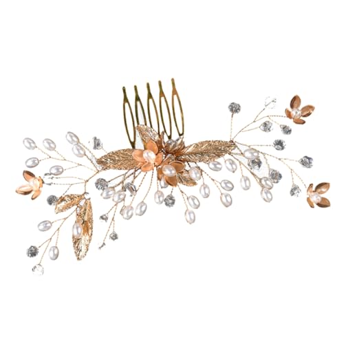 FRCOLOR Handgefertigte Kristall-Tiara haar spangen haarclips Brauthaarblumen Hochzeit Haarnadeln Haarschmuck für die Hochzeit Hochzeitshaarkamm für Bräute Haarschmuck für die Braut Perücke von FRCOLOR