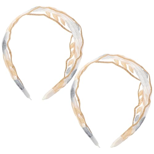 FRCOLOR Handgefertigte Stickbänder Breites Stirnbänder Vintage Blumenhaarbänder Spitzen Haarklammern Haarzubehör Für Frauen Mädchen von FRCOLOR