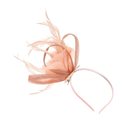FRCOLOR Handgefertigtes Braut Fascinator Haarband mit Leichten Federn und Mesh Verstellbar Stilvolle Hochzeitsblume für Damen Feine Kopfdeko für Trauungen und Festliche Anlässe von FRCOLOR