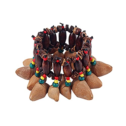 FRCOLOR Handgefertigtes Orchester Armband aus Natürlichen Nussschalen Ethnisches Percussion Instrument mit Klarem Glockenspielklang Passend für Trommelbegleitung und Musikalisches von FRCOLOR