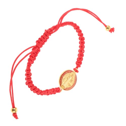 FRCOLOR Handgefertigtes Rotes Saint Benedict Armband Verstellbares Geflochtenes Religiöses Schmuckstück für Damen Leichtes Komfortables Wristlet mit Feiner Verarbeitung Vielseitig von FRCOLOR