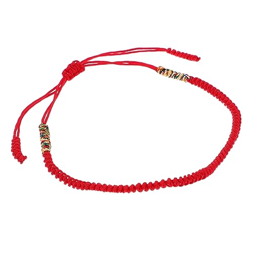 FRCOLOR Handgefertigtes Rotes Schutz Armband aus Geflochtenem Baumwollseil Verstellbares Unisex Ethno Band mit Bunten Knoten Leichtes Freundschaftsarmband für Damen und Herren von FRCOLOR