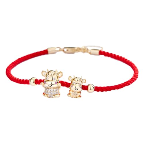 FRCOLOR Handgefertigtes Rotes Seilarmband Jahr Ochsen Handgewobener Unisex Schmuck Langlebiges Leichtes Armband Modisches für Freunde Familie Kollegen zu Weihnachten und Neujahr von FRCOLOR