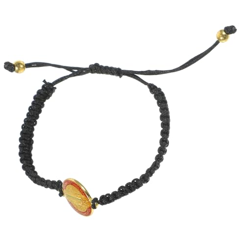 FRCOLOR Handgefertigtes Verstellbares Saint Benedict Armband Geflochtenes Religiöses Schmuckstück Schwarzes Katholisches Gebetsarmband Leichtes Vielseitiges Unisex Accessoire von FRCOLOR