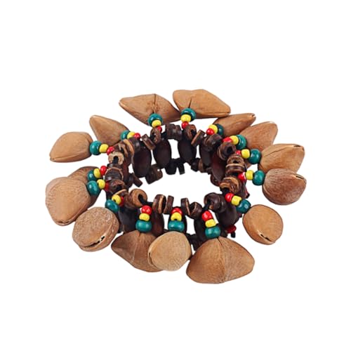 FRCOLOR Handgemachtes Ethnisches Percussion Handgelenkband aus Natürlichen Nussschalen Orchester Handglocke mit Klarem Musikinstrument für Trommelbegleitung und Musikalisches von FRCOLOR