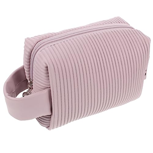 FRCOLOR Handkosmetiktasche Schminktasche Aus Leder Make-up-Tasche Make-up-pinseltasche Make-up-Organizer Mit Griff Speicherhalter Mit Großer Kapazität Kulturbeutel Fräulein Bilden Offen von FRCOLOR