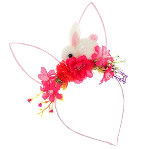 FRCOLOR Hasenohr Stirnband Zwerge Figur Osterhasen Dekoratives Stirnband Osterohren Stirnbänder Für Damen Hasen Ohren Hasenohr-modellierungs-stirnband Haarband Plüsch Metall Rot von FRCOLOR