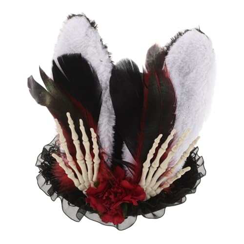 FRCOLOR Kleiner Bunny-ohren-hut Für Halloween Süßes Steampunk-accessoire Für Erwachsene Für Kostümpartys Fotografie Und Bühnenaufführungen Mit Blumen Und Feder von FRCOLOR