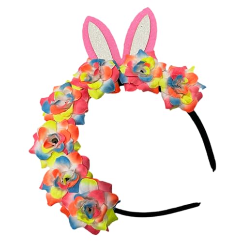 FRCOLOR Buntes Blumen-stirnband Mit Hasenohren Für Damen Für Ostern Geburtstagsfeiern Und Festliche Anlässe Langlebig Und Pflegeleicht Anschmiegsames Design Für Täglichen Gebrauch von FRCOLOR