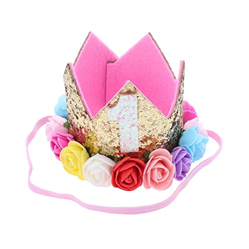 FRCOLOR Baby Geburtstag Tiara Hut Erster Geburtstagshut 1. Geburtstag Dekorationen Mädchen Prinzessin Geburtstag Hut 1. Stirnband Krone 1. Geburtstagskrone Kind Geburtstagsgeschenk Junge von FRCOLOR