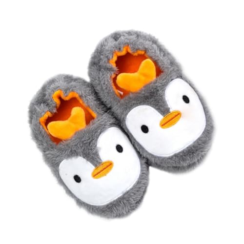 FRCOLOR Hausschuhe Baumwolle Herbst Winter Warm Gefüttert Cartoon Pinguin Rutschfeste Sohle Weiche Indoor Slipper für Jungen Mädchen von FRCOLOR