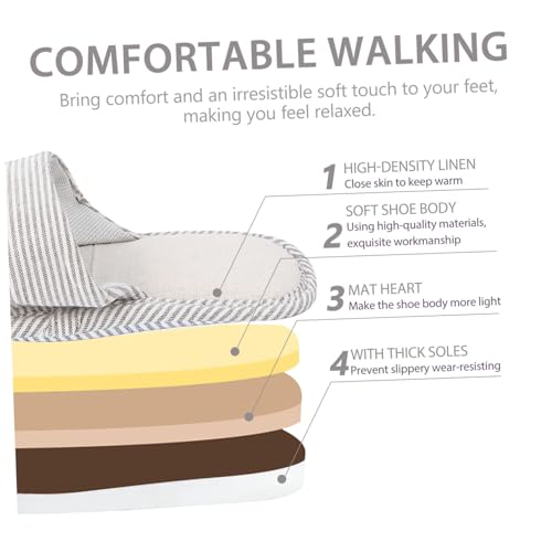 FRCOLOR Hausschuhe Damen Herren Baumwolle Rutschfest Dicke Sohle Atmungsaktiv Leichte Flachs hausschuhe für Zuhause Alltag von FRCOLOR