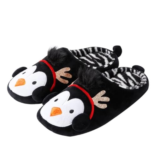 FRCOLOR Hausschuhe Pinguin Motiv Warme Winterpantoffeln mit Anti rutsch sohle Weiche Indoor Slipper für Jungen und Mädchen Bequeme Bodenschuhe für Herbst und Winter von FRCOLOR