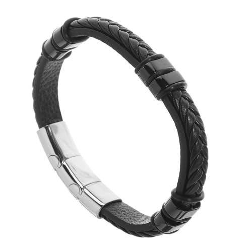FRCOLOR Herren Armband Geflochtenes Doppel Layer Verstellbares Wickelarmband Edelstahl Magnetverschluss Stilvoll für Freundschaft und Alltag von FRCOLOR