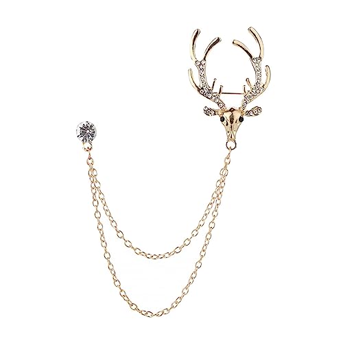 FRCOLOR Herren Brosche Anstecknadel mit Strass Design Goldfarbene Kettenverzierung Modischer Anzug Revers Pin für Festliche Anlässe als für Männer FRCOLOR Herren Brosche Anstecknadel mit Strass Design Goldfarbene Kettenverzierung Modischer Anzug Revers Pin für Festliche Anlässe als für Männer von FRCOLOR