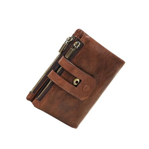 FRCOLOR Herren Doppelreißverschluss Geldbörse Retro Clutch Portemonnaie mit Kartenfächern Langlebig Elegant für Partys Tägliche Anlässe Kaffeefarbe von FRCOLOR