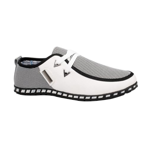FRCOLOR Herren Driving Shoes Leichtgewichtige Freizeit Schuhe mit Stoßdämpfung rutschfest Bequeme Herren Schuhe für Alltag und Autofahren Weiß von FRCOLOR