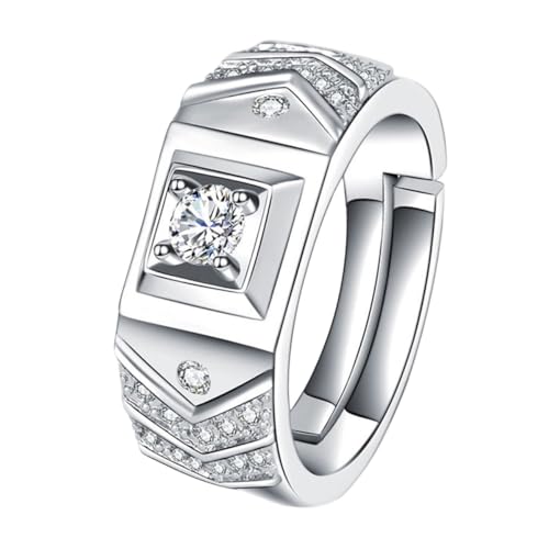 FRCOLOR Herren Fingerring Kupfer mit Strasssteinen Verstellbar Modischer Retro Schmuck Eleganter für Alltag Party und Besondere Anlässe Glänzend Weißer von FRCOLOR