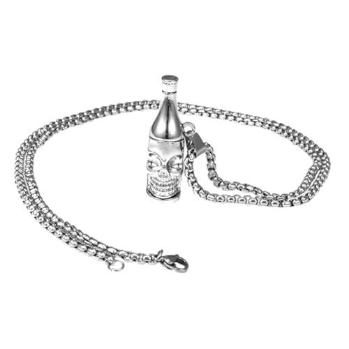 FRCOLOR Herren Halskette mit Skull Anhänger Hip Hop Schmuck Langlebige Clavicle Chain Stilvolles Accessoire für Männer Kettenverzierung Silberfarbener Flaschenöffner Pendant FRCOLOR Herren Halskette mit Skull Anhänger Hip Hop Schmuck Langlebige Clavicle Chain Stilvolles Accessoire für Männer Kettenverzierung Silberfarbener Flaschenöffner Pendant von FRCOLOR