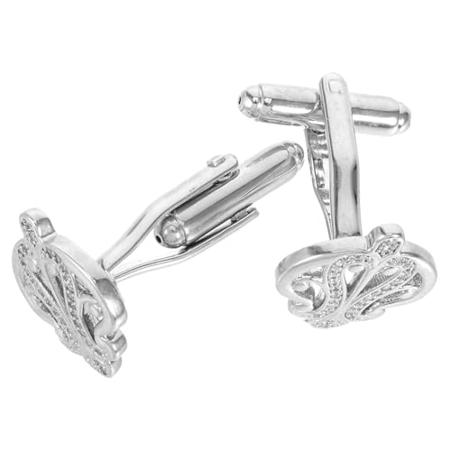 FRCOLOR Herren Manschettenknöpfe Krone Silberfarben Kupfer mit Strass Einfache Anbringung Langlebig und Kratzfest für Business Hochzeiten Smoking und Französische Hemden von FRCOLOR