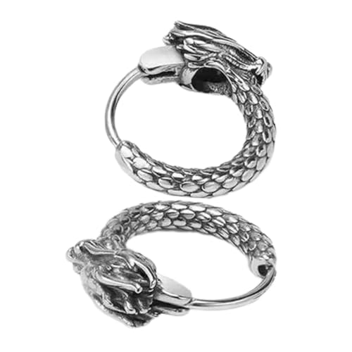 FRCOLOR Herren Ohrschmuck Dragon Ear Hoop Vintage Ethno Stil Chinesischer Drachendetail Trendiger Hip hop Schmuck Creolen für Männer mit Einzigartiger Ausstrahlung von FRCOLOR