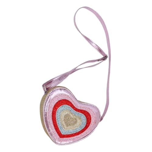 FRCOLOR Herz-umhängetasche Für Mädchen Herzform Leichtes Und Pu-Material Glitzerdesign Geldbörse Mit Schultergurt Vielseitig Einsetzbar Anziehungskraft Und Attraktivität von FRCOLOR