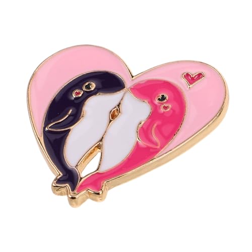 FRCOLOR Herzförmige Dolphin Brosche Metall Emaille Pin Leichtes Accessoire Sicherer Verschluss Elegantes Meeresmotiv für Frauen Mädchen Jacke Rucksack Pullover von FRCOLOR