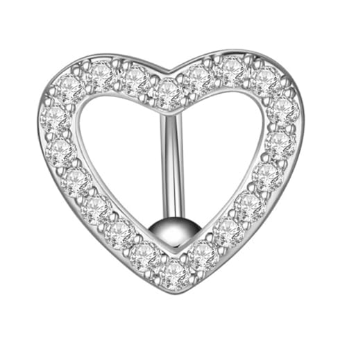 FRCOLOR Herzförmiges Bauchnabelpiercing aus Hochwertigem Edelstahl mit Zirkonia Langlebig und Rostfrei Komfortabel zu Tragen Modisches Bauchnabelring Schmuckstück für Damen und Herren von FRCOLOR