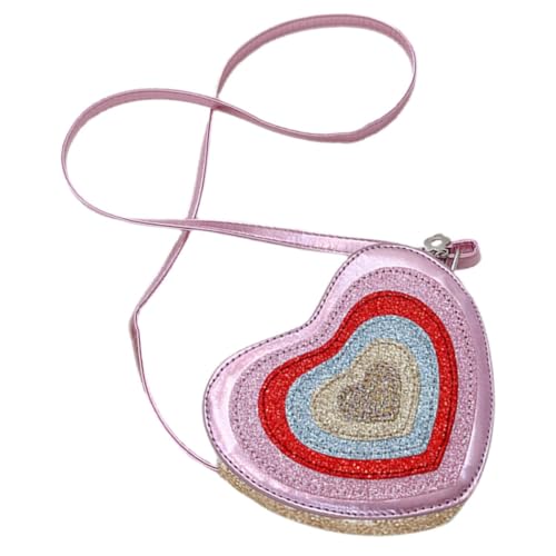 FRCOLOR Herzform Umhängetasche Für Mädchen Glitzer Geldbörse Mit Schultergurt Leichte Tasche Zum Umhängen Herzförmige Tasche Für Kleine Mädchen von FRCOLOR