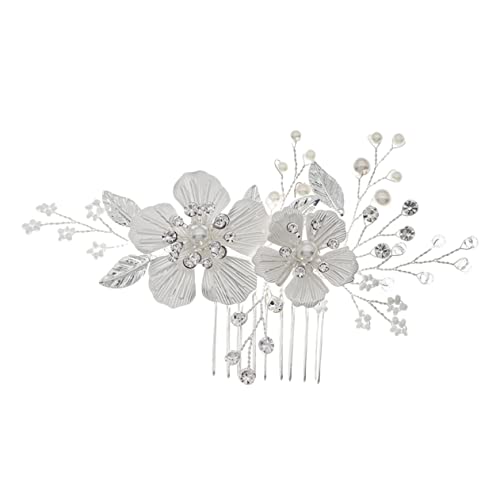 FRCOLOR Hochzeit Haarkamm Clip Tiara Braut Hochzeit Kopfschmuck Brautgewand Braut Braut Als Dekoration Hochzeitskopfschmuck Kopfbedeckungen Dekorationen Frauen Kleid Strass Silver von FRCOLOR