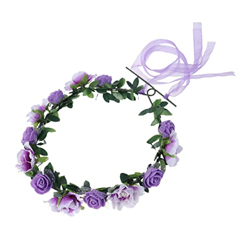 FRCOLOR Kinderdekoration Florales Stirnband Hochzeit Haarkranz Verstellbares Stirnband Mit Blumenkranz Blumenkrone Für Mädchen Strand Blumenstirnband Blumenmädchen Schal Brautjungfer von FRCOLOR