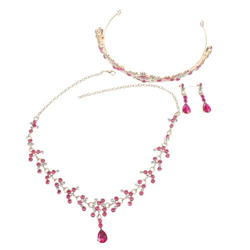 FRCOLOR Hochzeits schmuckset Damen Tiara Halskette Ohrringe aus Leichtem Legierungsmetall Elegantes Design für Hochzeit Geburtstag Party Vielseitiges Brautschmuck Accessoire von FRCOLOR
