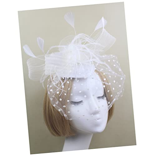 FRCOLOR Feder Haarnadel Hochzeitsmoderator Haarspangen Für Damen Schwarzer Facinator Fascinators Hut Halloween-kopfstütze Vogelkäfiggitter Im Retro-stil Jahrgang Braut Weiß Haarschmuck von FRCOLOR