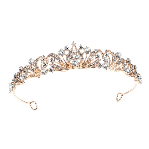 FRCOLOR Hochzeitskrone Für Braut Elegante Rhinestone Tiara Langlebiger Kopfschmuck Aus Goldfarbenem Legierung Vielseitiges Hochzeit-accessoire Für Feierliche Anlässe Einfach Zu Tragen von FRCOLOR