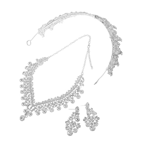 FRCOLOR Hochzeitsschmuck Set Damen Braut Schmuckset aus Langlebiger Legierung mit Funkelnden Strasssteinen Eleganter Europäischer Stil Inklusive Halskette Ohrringe und Silberweißer Krone FRCOLOR Hochzeitsschmuck Set Damen Braut Schmuckset aus Langlebiger Legierung mit Funkelnden Strasssteinen Eleganter Europäischer Stil Inklusive Halskette Ohrringe und Silberweißer Krone von FRCOLOR
