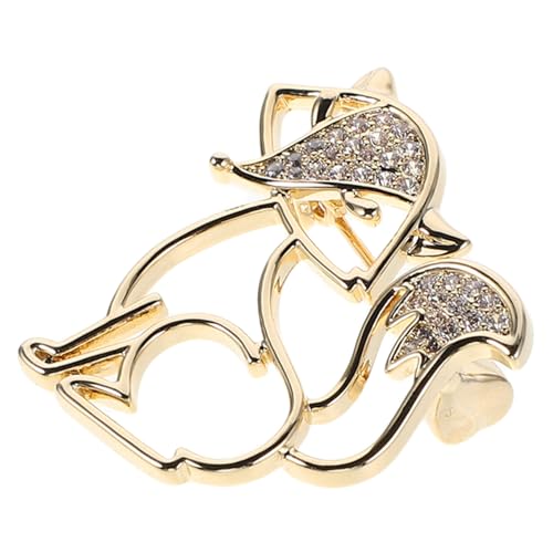 FRCOLOR Hollow Fox Brosche aus Kupfer mit Strassbesatz Modische Langlebige Anstecknadel für Damen Vielseitig als Schmuckaccessoire für Mäntel Schals und Rucksäcke Geeignet von FRCOLOR