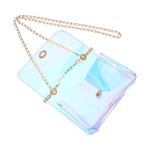 FRCOLOR Holografische Damen Umhängetasche PVC Jelly Bag mit Metallkette Modische Kleine Crossbody Tasche Strapazierfähig Pflegeleicht Vielseitig für Freizeit und Alltag Geeignet von FRCOLOR
