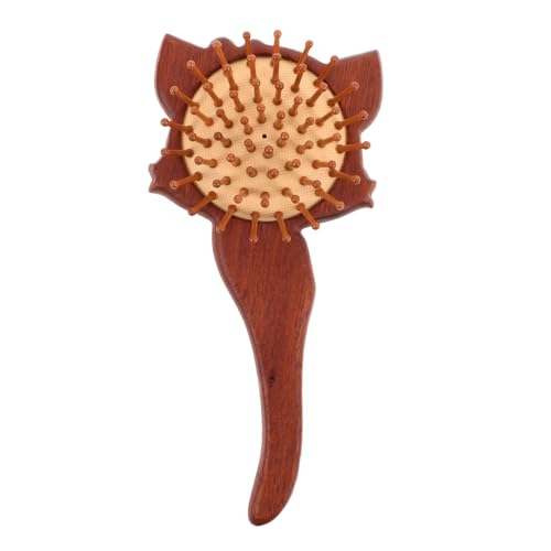 FRCOLOR Holz Haarbürste mit Fox Form Handgefertigt Natürliche Holzstruktur Ergonomischer Griff Kopfmassagebürste für Dickes Lockiges Haar Geeignet für Männer Frauen Statikarm Vielseitig von FRCOLOR