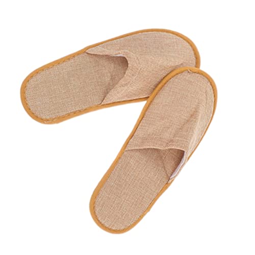 FRCOLOR Hotel Hausschuhe Einweg Rutschfest Leichte Atmungsaktive Gäste Slipper Aus Gelbem Leinen Für Zuhause Und Unterkunft von FRCOLOR