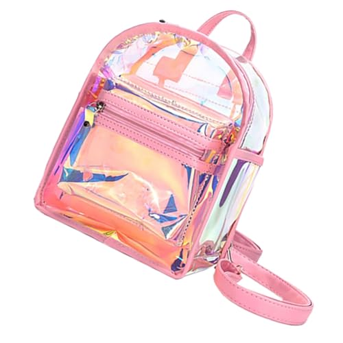 FRCOLOR Iridescent Transparenter Rucksack Für Mädchen Leichter Und Kompakter Schulranzen Mit Mehreren Fächern Geeignet Für Teenager Und Kosmetiktasche von FRCOLOR