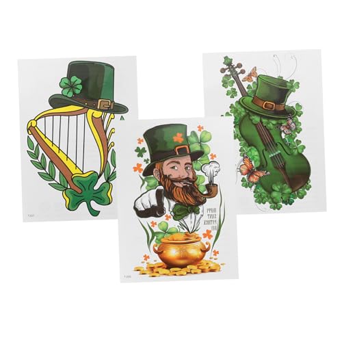 FRCOLOR Irische Festival-aufkleber – Körperkunst Zum St Patricks Day Temporäre Tattoos Mit Kleeblatt 3er-pack Für Partys von FRCOLOR
